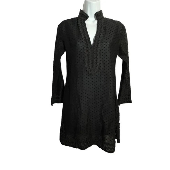 Sail to Sable size 0 XS black swiss dot tunic dress long sleeves cotton voile - Picture 7 of 7